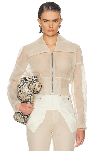 Rick Owens Dracucollar Cropped Bomber Jacket in Sand