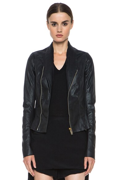 Rick Owens Princess Lambskin Leather Biker Jacket in Black ... (384 x 580 Pixel)