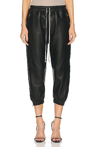 Rick Owens Cropped Track Pant in Black