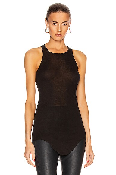 Rick Owens Black Basic Ribbed Tank Top
