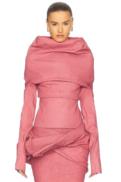 Rick Owens Draped Long Sleeve Top in Thulian