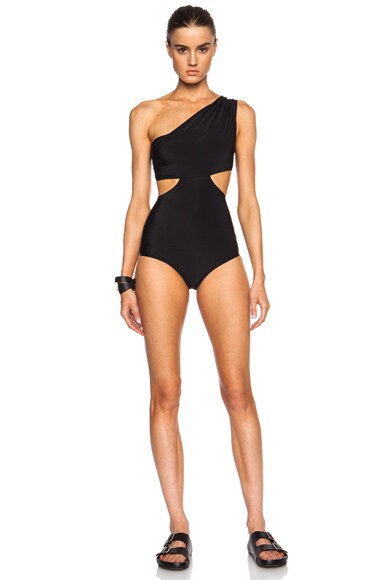 Rick Owens One Shoulder Polyamide-Blend Swimsuit in Black | FWRD
