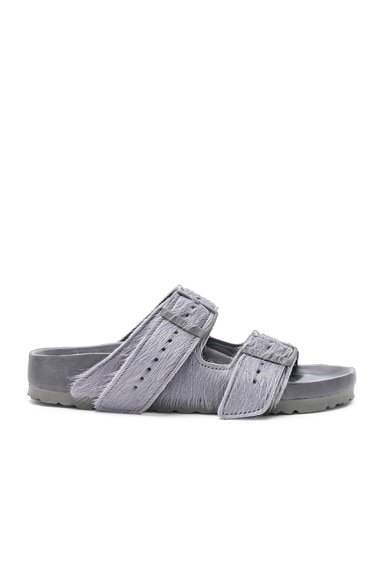 Rick Owens x Birkenstock Cow Hair Arizona Sandals in Grey FWRD