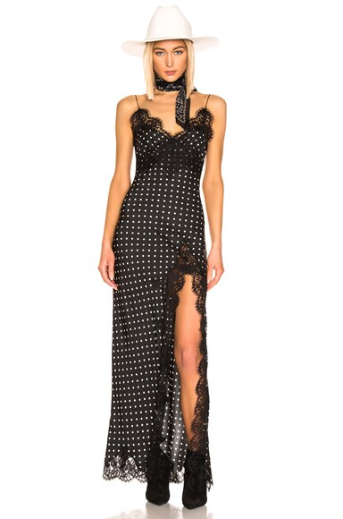 Redemption Pois Long Lace Slit Dress in Black | FWRD