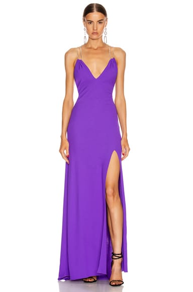 Redemption Jersey Crepe Crystal Strap Dress in Purple | FWRD