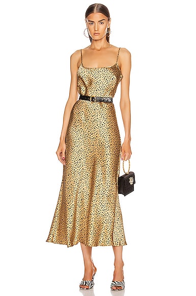 Rixo London Holly Dress In Leopard Gold & Black