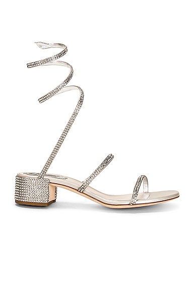 RENE CAOVILLA Cleo 40mm Low Lace Up Sandal in Grey & Silver Shade