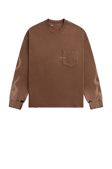 Rélyk Walker Long Sleeve Tee in Brown Flames