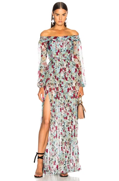 Zimmermann iris shirred store bodice long dress
