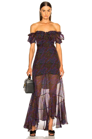 RAQUEL DINIZ Alice Maxi Dress in Small Black Print | FWRD