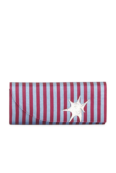 RENNK Moire Diane Clutch in Blue & Burgundy