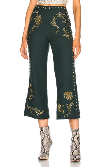 Floral Metallic Embroidery & Studded Detail Pants