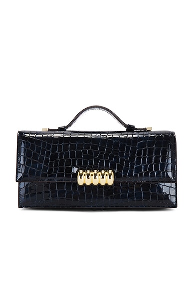 retrofete Phoebe Clutch in Navy Croco