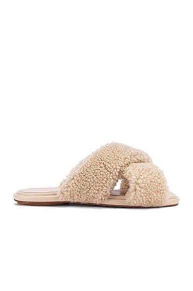 Shearling Flat Crossover Sandals