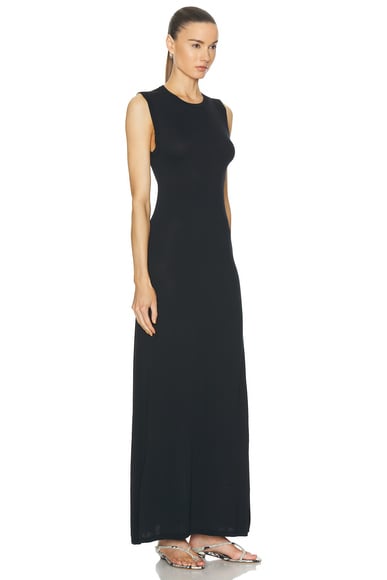 Shop Rohe High Neck Knitted Dress In Noir