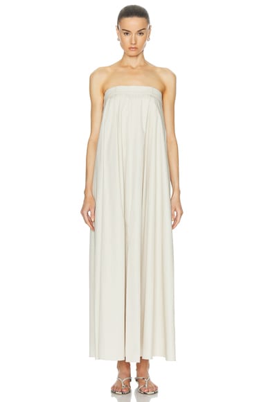 Shop Rohe Strapless Volume Dress In Sand