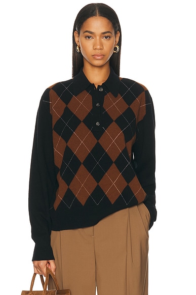 Compact Knitted Check Polo Sweater
