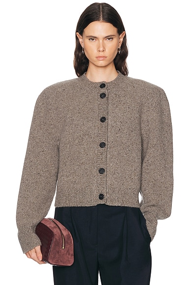 Rohe Statement Mouline Cardigan in Dark Taupe Melange