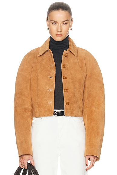 Rounded Textured Suede Jacket