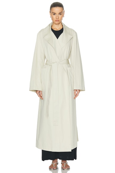 Shop Rohe Long Wrap Trench Coat In Sand