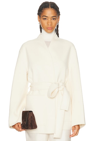 Rohe Double Faced Kimono Style Jacket in Off White
