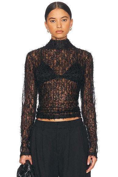 High Neck Textured Sheer Top