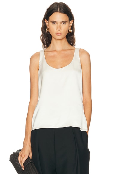 Rohe Satin Scoop Neck Top in Ivory
