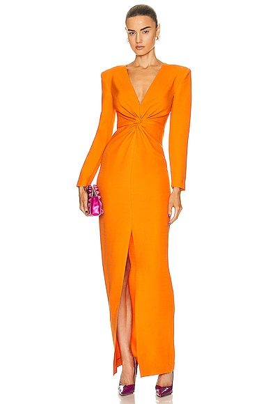 Roland Mouret Twist Maxi Dress in Orange