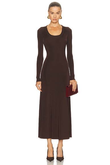 Roland Mouret Scoop Neck Ceremony Dress in Brown