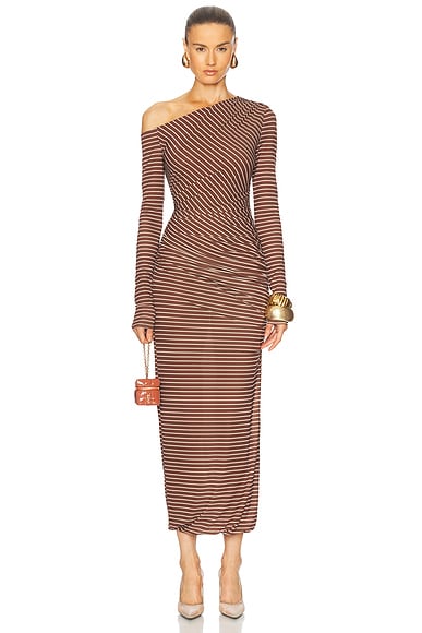 Ronny Kobo Annamaria Dress in Cocoa & Ecru Stripe