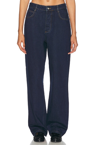 Brandon Maxwell The Lara Cargo Wide Leg in Indigo FWRD