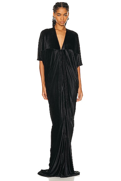 RICK OWENS LILIES V-Neck Gown in Black