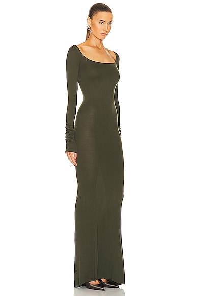 Shop Rick Owens Long Sleeve Slip Gown In Forest