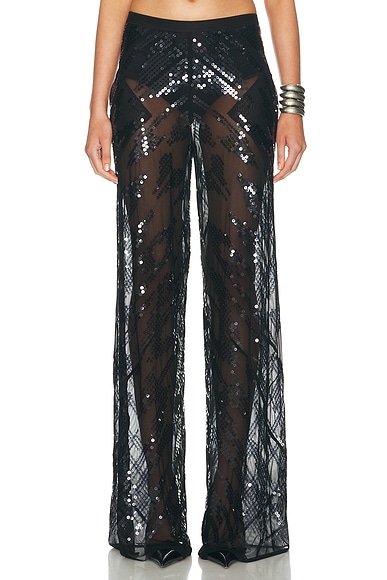 RICK OWENS LILIES Bias Pant in Black & Transparent Black