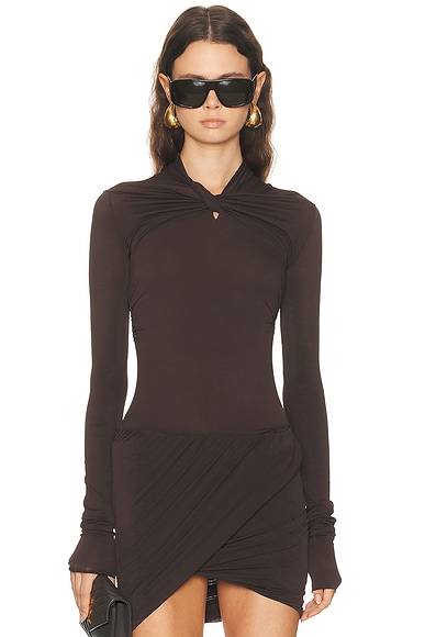 RICK OWENS LILIES Kairo Long Sleeve Top in Raisin