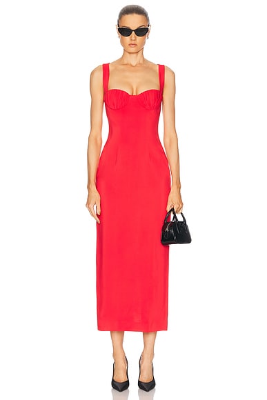 Rowen Rose Midi Dress in Red