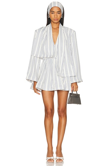 Rowen Rose Mini Dress in Blue & White Stripes