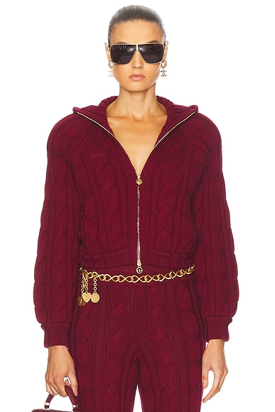 Rowen Rose Short Knit Cardigan in Bordeaux