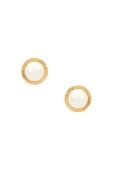 Rowen Rose Oversize Pearl Earrings in Gold & White