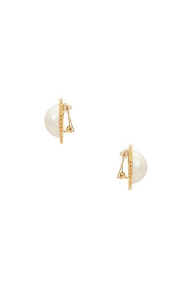 Shop Rowen Rose Oversize Pearl Earrings In Gold & White