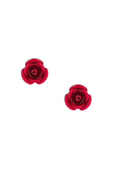 Rowen Rose Oversize Rose Earrings in Red