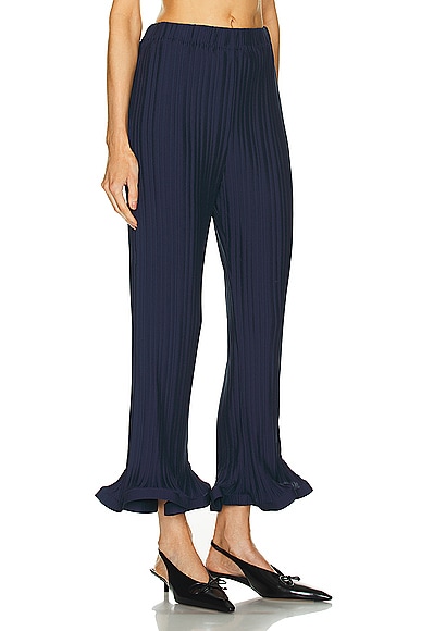 Shop Rowen Rose Pleated Pant In Navy Blue