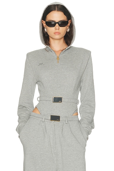 Rowen Rose Long Sleeve Bodysuit in Grey