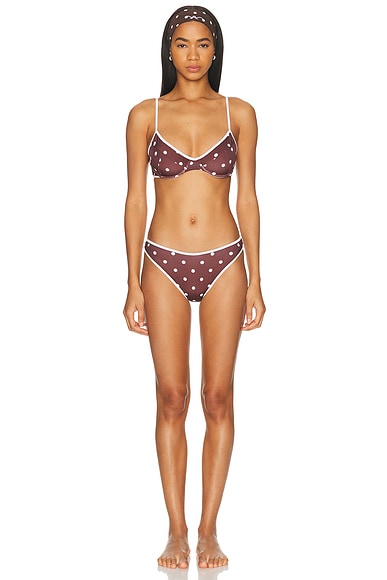 Rowen Rose Bikini Set in Brown Polka Dots