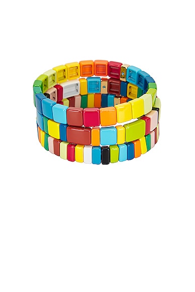 Shop Roxanne Assoulin Rainbow Brite Bracelet Set Of 3 In Multi