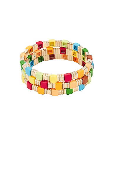 Shop Roxanne Assoulin Sangria Bracelets Set Of 3 In Rainbow