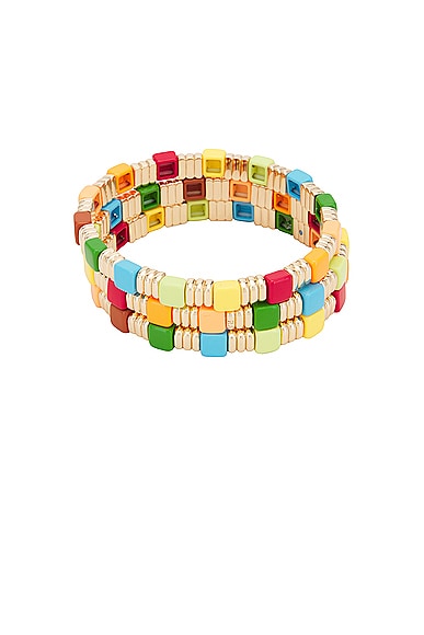 Shop Roxanne Assoulin Sangria Bracelets Set Of 3 In Rainbow