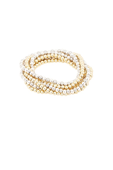 Roxanne Assoulin Mixed Metals Baby Bubble Set Bracelet in Gold & Silver
