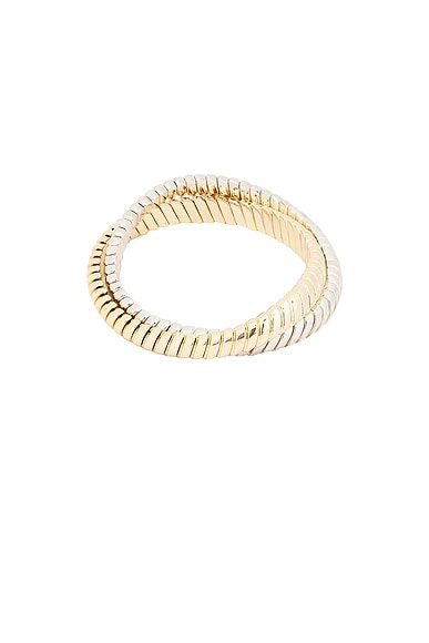 Double Cobra Bracelet in Shiny Gold & Bright Silver