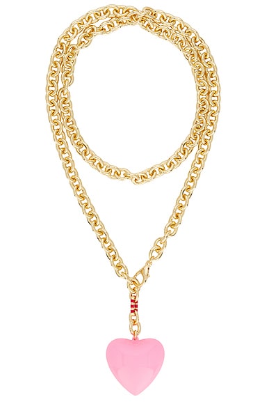 Roxanne Assoulin Happy Heart Necklace in Gold & Cotton Candy Pink